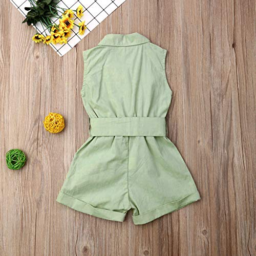 Goocheer Toddler Girl Outfit Sleeveless Romper One Piece Jumpsuit Bodysuit Playsuit Summer Clothes 1-6T (Light Green, 3-4T) #TOP2