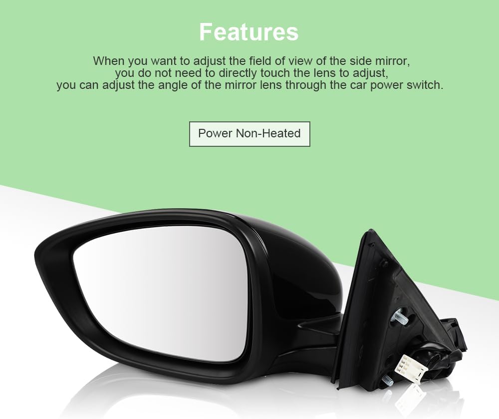 SCITOO Driver Side View Mirror Compatible with 2018-2022 For Honda For ACCORD Power Non-Heated 3Pins Left Outside Exterior Mirror HO1320328