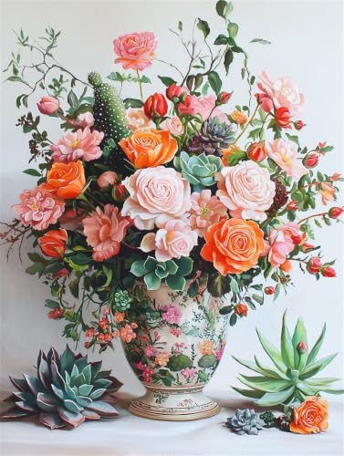 Loisirs créatifs adultes pour décorer le salon, grande peinture numéros moderne motif floral 90x120