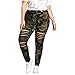 Produktbild MOTOCO Damen Damen Gamaschen hohe Taille Plus Größen Tarnung Festes Sport Loch Freizeithose(2XL,Armeegrün)