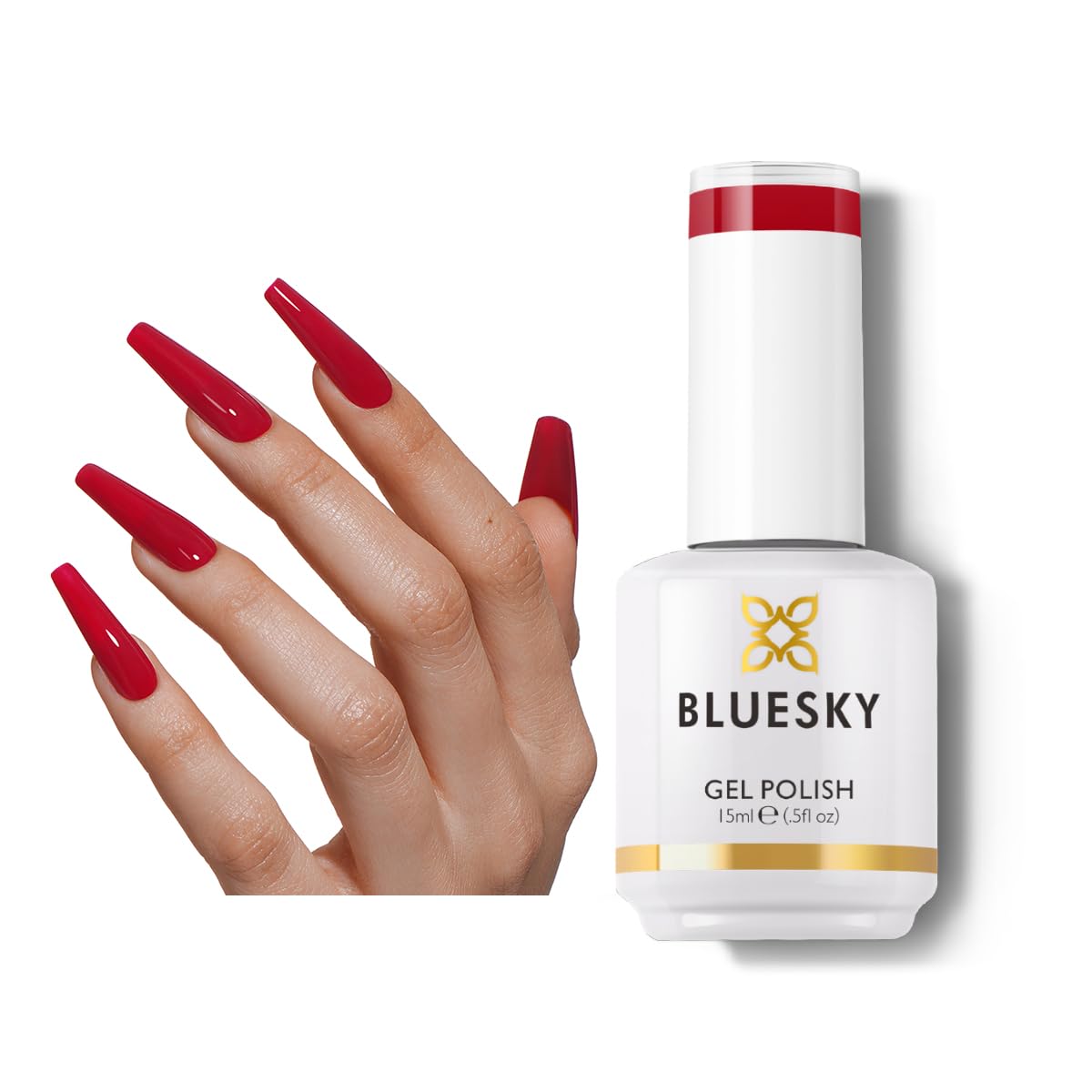 BLUESKYRed Gel Nail Polish- Crimson Red Nail Polish Long Lasting Soak Off Gel Polish| Vegan&Cruelty-Free Professional Salon Quality Nail Lamp Needed 15ml A045P/Crimson Red