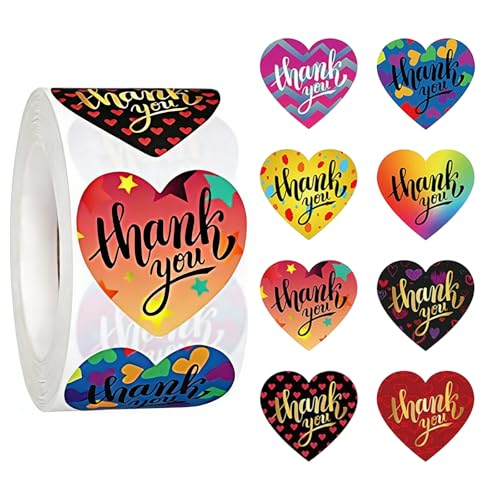 500 Pcs Funky Heart Roll Stickers, Valentine's Day Heart Stickers, Valentine's Love Decorative Stickers, Roll Hearts Self Adhesive Love Decorative Labels Stickers Hearts Labels for Wedding Party