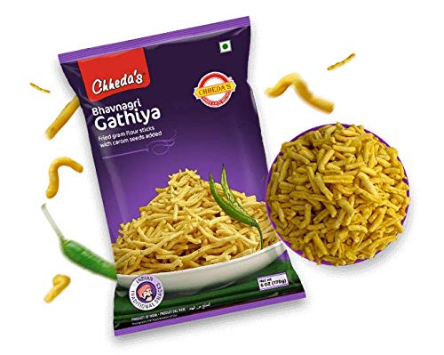 Image of Chheda's Bhavnagri Gathiya - Fried Gram Flour Sticks, Carom Seeds (170g pack of 3)