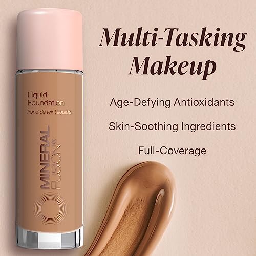 Mineral Fusion Full Coverage Foundation, Liquid Foundation - Neutral 1- Fair Complexion w/Neutral Undertones, Lightweight Matte Finish, Up to 12 Hr Hydration, Hypoallergenic & Vegan, 1 fl. oz - Thumbnail 4