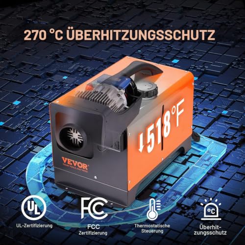VEVOR Luft Dieselheizung Standheizung 12 V 5 kW, Luftheizung Air Diesel Diesel Standheizung Lufterhitzer, 0,16–0,52 L/Std. Dieselheizung mit LCD-Display & 10 m Fernbedienung & Bluetooth-APP Steuerung – Ansicht 5