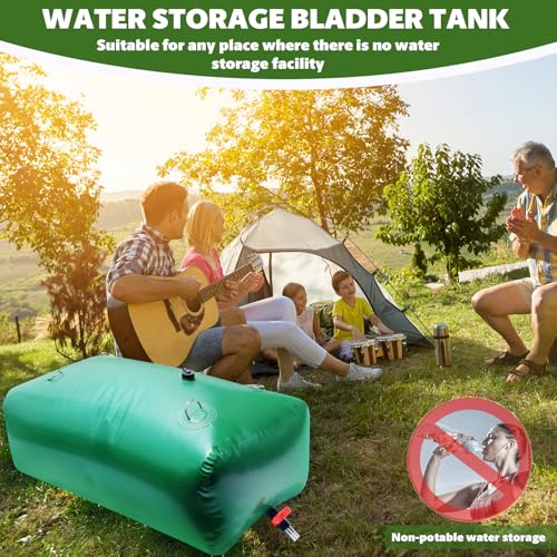 Image of 400 L /105.7 Gallon Water Storage Bladder, Foldable Portable Water Bladder Tank, Large Capacity Water Container, Water Bag for RV, Truck, Camping, Emergency & Outdoor Use