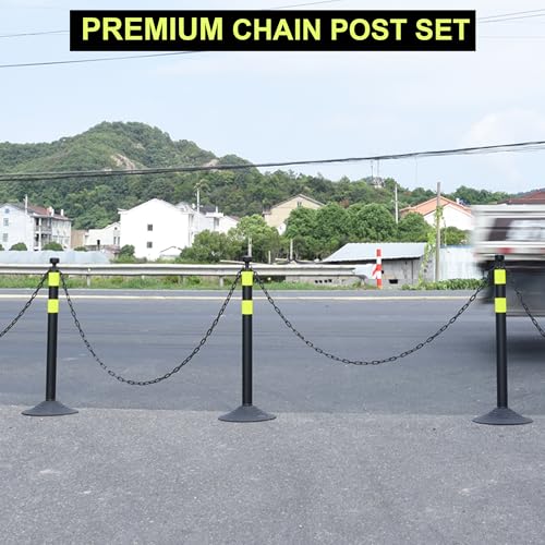 Image of OrangeStar 6 Pack Traffic Delineator Post Cones, 40 inch Black Safety Barrier