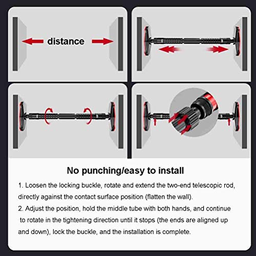 GYHOME Barre De Traction Portable, Coffre-Fort Et Antidérapante en Acier, Installation Drilling Libre, 90-120 Réglable, Charge 300 Kg – Image 4