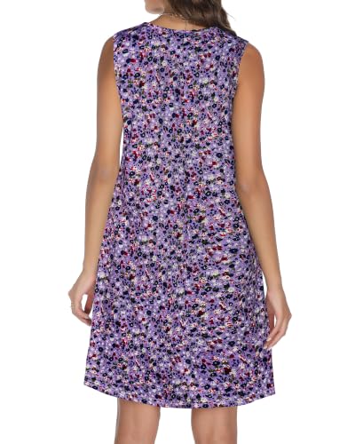 Image of Summer Dresses for Women 2026 Casual Sleeveless Sundress Floral Loose Fit Beach Cover Up with Pocket