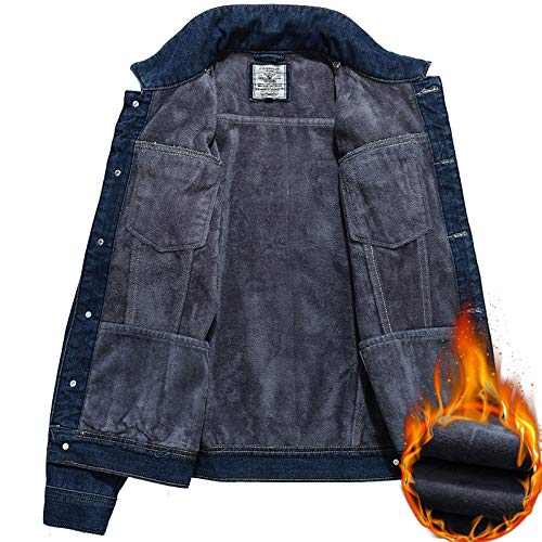 GUOJK Winter Heren Dikke Warme Spijkerjas Effen Man Van Hoge Kwaliteit Effen Casual Blauwe Jeansjas Uitloper Plus Size… - Image 4
