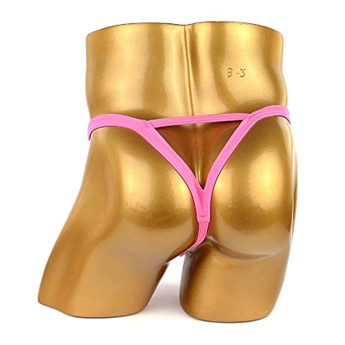 Wenmei Mens Fashion Sexy Hollow Out Double Low Brief Thong G-String Bikinis Underwear (Rose(G-String)) #TOP4