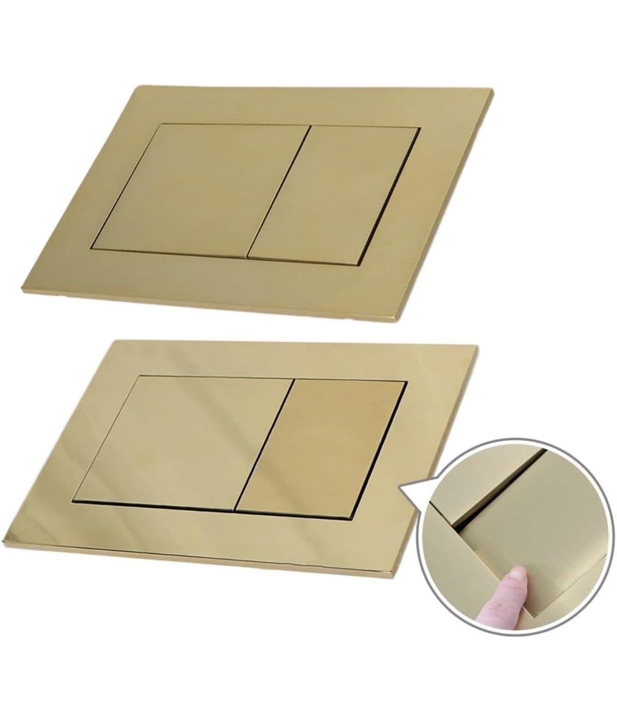 Przycisk spłukiwania WC, wymiana przycisku, przełącznik spłukiwania, podwójna płyta spłukująca, chromowane wykończenie, 220 x 150 x 5 mm, elegancki i elegancki ukryty spłuczka (szczotkowane złoto)