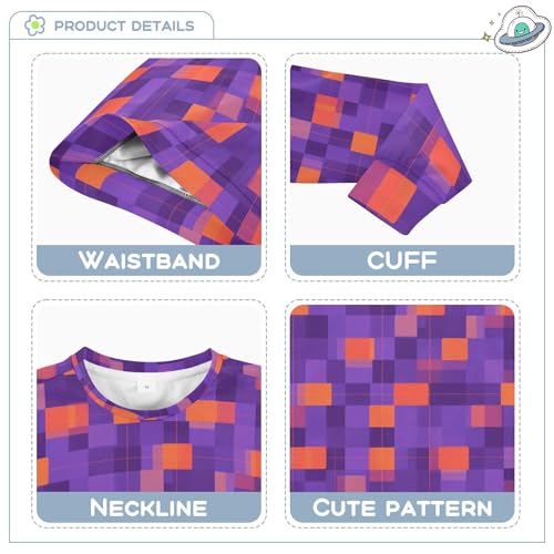 JUNZAN Purple Orange Checkered Little Girls Sweatshirts Hoodies Long Sleeve Hoodies for Girls Athletic 4T3