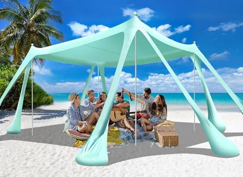 Beach Sun Shelter Tent with Sandbags and Poles