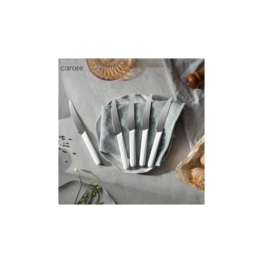 CAROTE-14PCS-Knife-Set-with-Acrylic-Block-Kitchen-Knives-with-Built-in-Sharpener-Cutlery-Set-with-High-Carbon-Stainless-Steel-Sharp-Blade-Dishwasher-Safe-White CAROTE 14PCS Knife Set with Acrylic Block, Kitchen Knives with Built-in Sharpener, Cutlery Set with High Carbon Stainless Steel Sharp Blade, Dishwasher Safe, White
