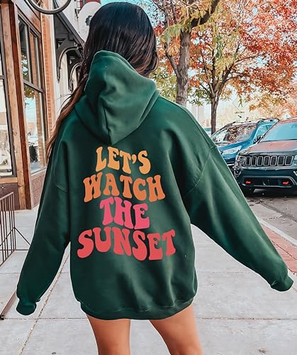 Lets Watch The Sunset Hoodie & Sweatshirt, Aesthetic, Trendy, With Words on Back, Tumblr3