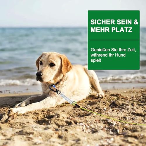 Hofleine Für Hunde, 9m Hofleine Tie Out Leinen, Tie Out Cables Für Hunde mit Schraubverschluss, Hofleine Tie Out Leinen mit Stoßdämpfender Feder bis 1000LBS, Hofleine Leine Bissfest Für Camping