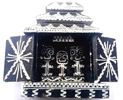 Neal Exclusive Odisha Handicraft Hand Made Stone Jagannath Temple - Medium size, Black and White