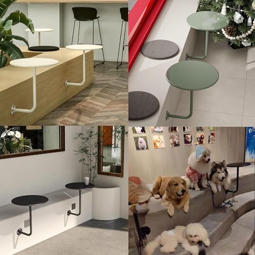 Modern Wall-Mounted Bar Table - L-Shaped Iron Art Floating Desk, Small Round Table for Cafe & Dessert Shop, Stylish End Table - Blue Color