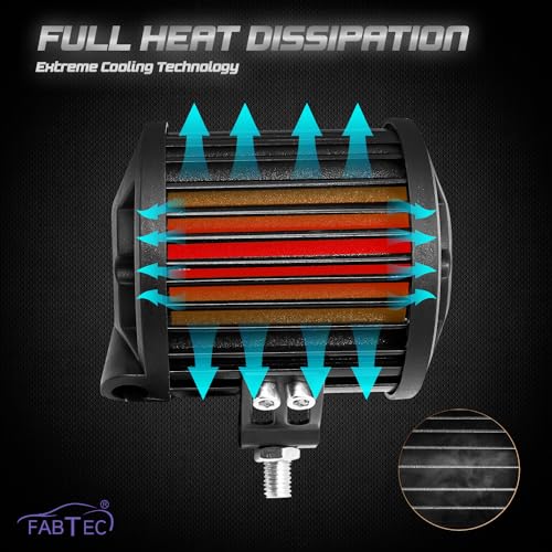 Image of FABTEC 4 Inch bar Light Flashing led Fog Light 19 led with 5 Modes Versatile Off-Road Fog & Spot Flood Beam for Bikes and Scooties with On /Off Switch (White & Yellow) (19 Led 4 Inch) (Set of 2)