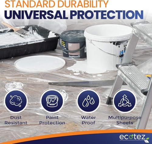 Image of 20 Pack 12 x 9 ft Extra Large Plastic Drop Cloth for Painting