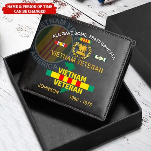 Custom Name Vietnam Veteran Men’s Leather Wallet, Proud Bifold Army And Soldier Gift Engraved For Husband Dad Grandpa, War Memorial Gifts4