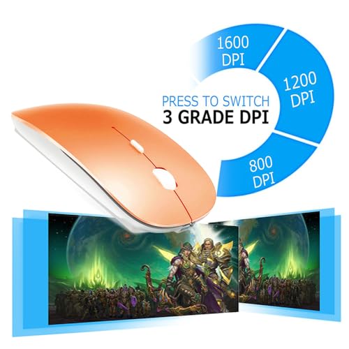Image of KLO Rechargeable Bluetooth 5.2 /3.0 /Type-C /USB-2.4G Mouse for MacBook /MacBook air /Pro /iPad, Wireless Mouse for Laptop /Notebook /pc /iPad /Chromebook (Orange)