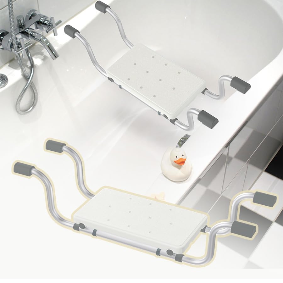 SAILUN Adjustable Bath Seat for Seniors & Pregnant Women 72-82 cm Extendable Non-Slip Bath Board 150 kg Capacity Aluminium Shower Chair