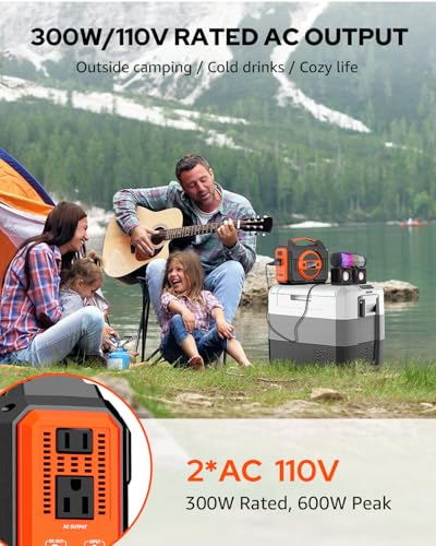 Portable Power Station Bank 300W Rated(600W Peak),220Wh Solar Powered Power Bank with 2 AC Outlet 110V Pure Sine Wave, 60000mAh Power Bank Lithium Battery Pack for Home Outdoor Camping Emergency - Image 3
