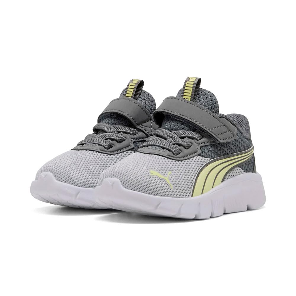 Puma Flexfocus Modern AC+ Inf, Sneaker Unisex - Bimbi 0-24, Cool Dark Gray Fresh Yellow White, 21 EU