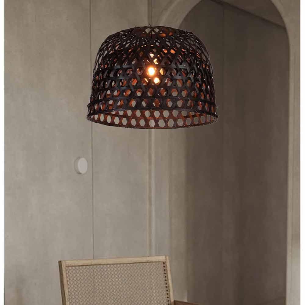 Lámpara Colgante Tejida De Bambú Lámpara Artesanal Decorativa De Arte De Ratán Iluminación del Hogar Retro Negro Iluminación Lámpara Colgante De Bambú Tejida A Mano Hueca E27 para Dormitorio