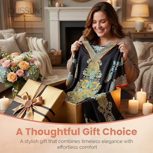 Image of Oussum Women Long Maxi Plus Size Polyester Kaftan Gown, Womens Kaftan Dresses Lounge Resort Wear, Plus Size Kaftan