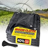 Quobiad 40% Shade Cloth 10x20 FT, Black UV-Resistant...