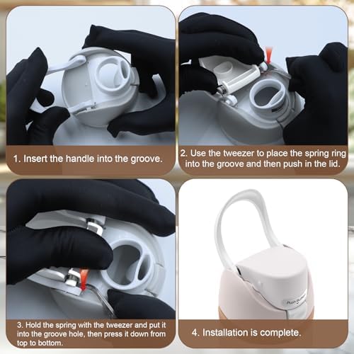 Replacement Lid Parts for Owala FreeSip 24oz 32oz, Water Bottle Handles and Top for Owala Cup 16/25/40oz Easy Bottle Lid Cap Replacement Accessories, BPA-Free (White) - 3
