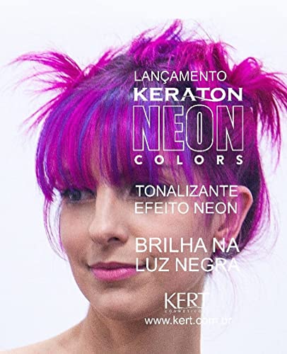 Coloração semi-permanente em creme para cabelos, Sem amônia com cistina, Neon Colors, 100 g, Keraton