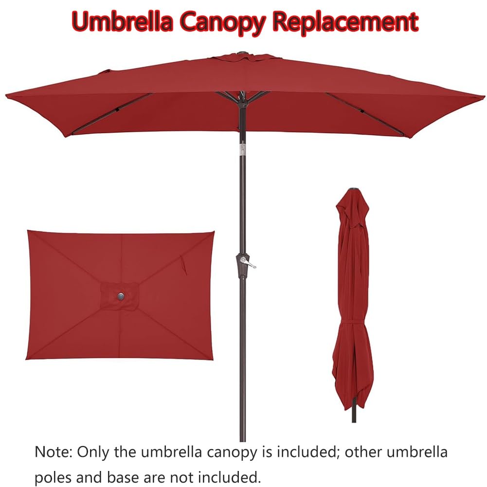 Zapasowy Baldachim do Parasola Ogrodowy Prostokątny 300x200 cm, 6 Żeber Pokrowiec na Parasol Przeciwsłoneczny do Zewnątrz i Patio