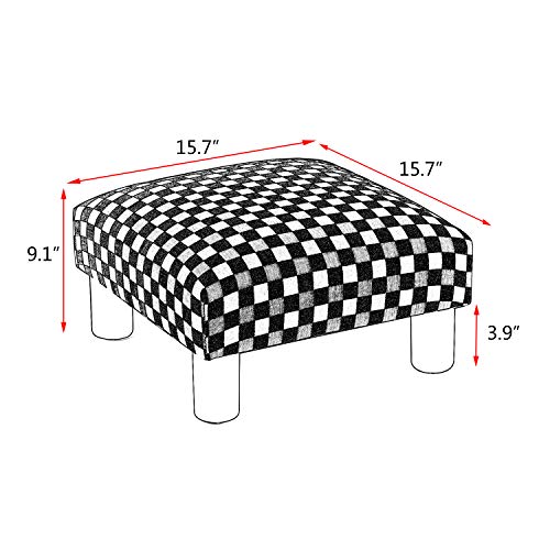 Adeco pequeno otomano – apoio para os pés/apoio para os pés – Arte geométrica – Cuboide e cilindro,