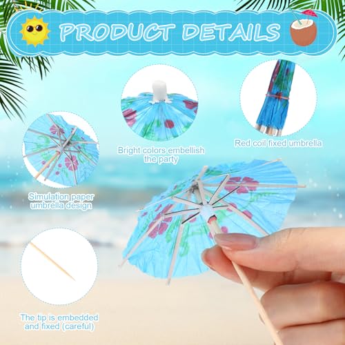 Potchen 200 accesorios de cóctel con sombrillitas y pitillos miniatura 3