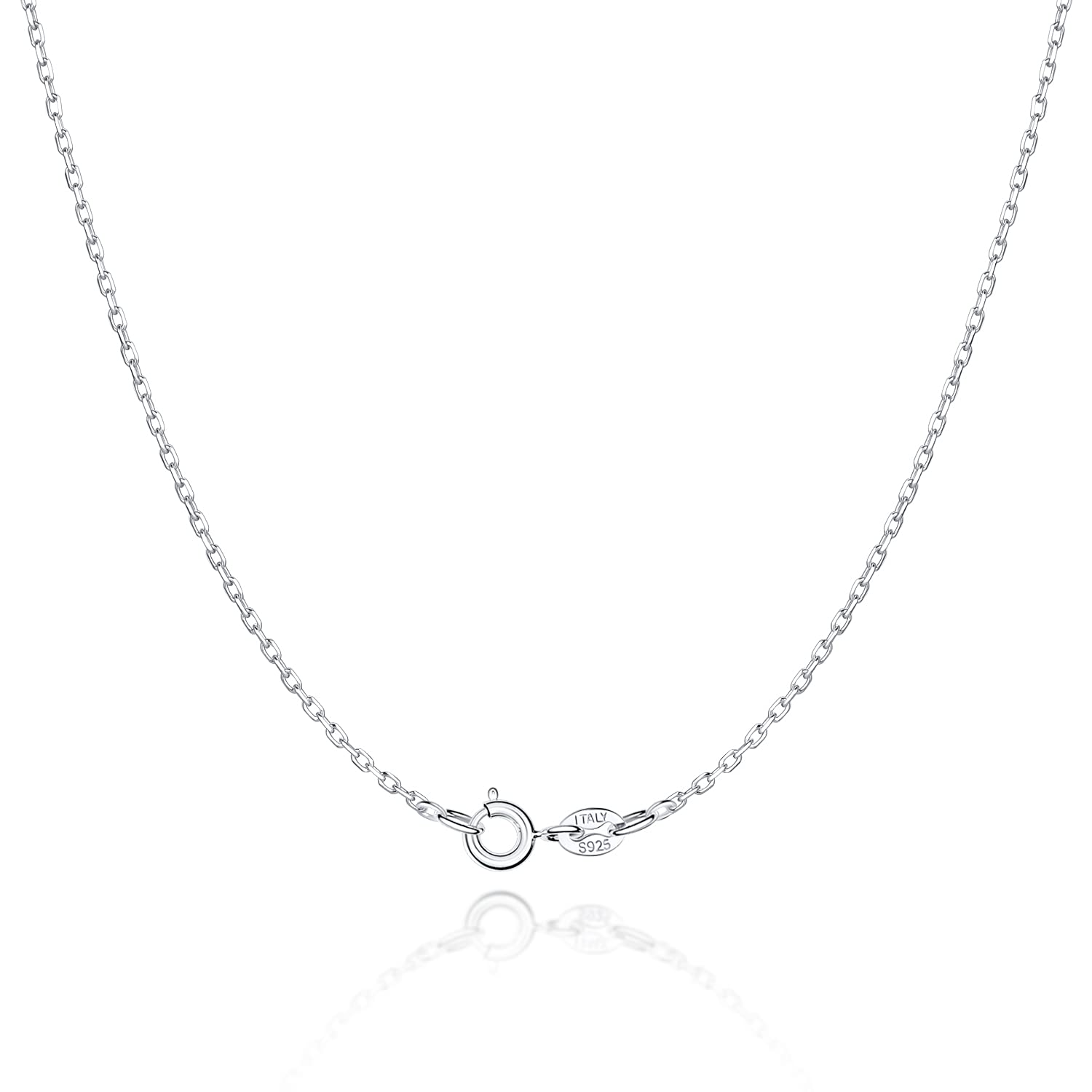 Jewlpire925 Sterling Silver Chain Necklace Chain for Women 1.1mm Cable Chain Necklace Upgraded Spring-Ring Clasp - Thin & Sturdy - Italian Quality 16/18/20/22/24 Inch