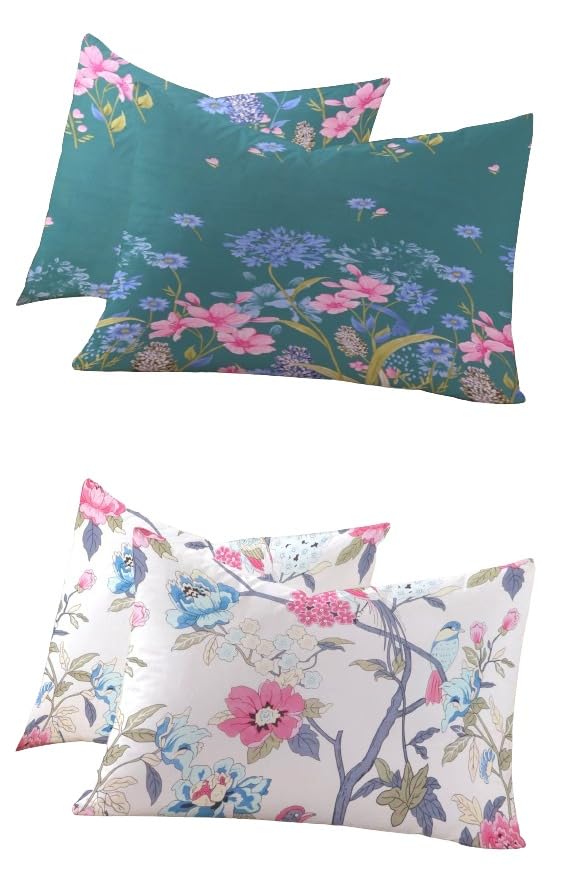 Image of RD TREND 210 TC Premium Glace Cotton Assorted King Size Printed Floral Design Pillow Cover -18 inchX28 inch Inches,(Pack of 2) of Any 4 Pieces Color Multi-213