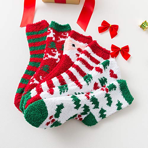 Azue Fuzzy Warm Slipper Socks Women Super Soft Microfiber Cozy Sleeping Socks 6 or 5 Pairs