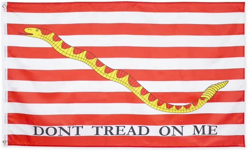 PringCor Bandera de 3x5FT Navy Jack Naval Gadsden Snake Tread On Me Patriot Tea Party