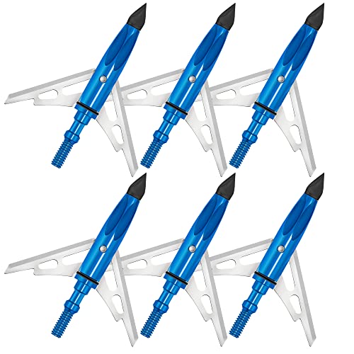 Bombrooster 6 Pack Crossbow Broadheads 100 Grain Chisel Tip Broadhead with Shock Collar Technology