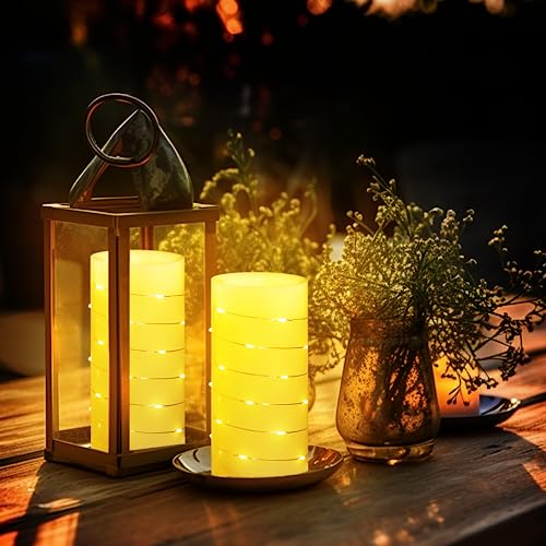 Bemoment Battery Operated Led Candles - Flameless Candles With String Lights And Remote, Flickering Candles With Timer, Table Electric Candle Set Of 2, For Bedroom, Wedding, Home Decor #TOP4