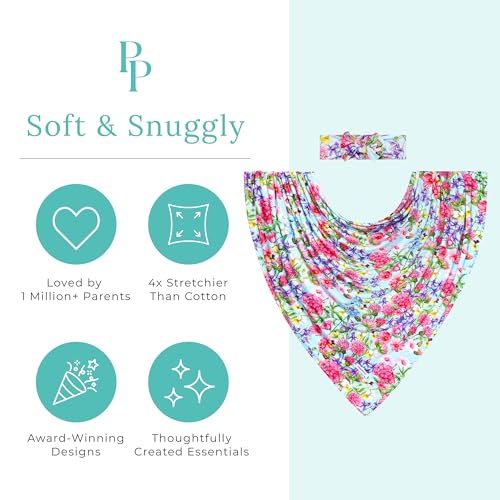 Image of Posh Peanut Soft Baby Swaddle & Headband Set - Viscose from Bamboo Newborn Wrap Receiving Blanket, Nursing or Stroller Cover (Hadley