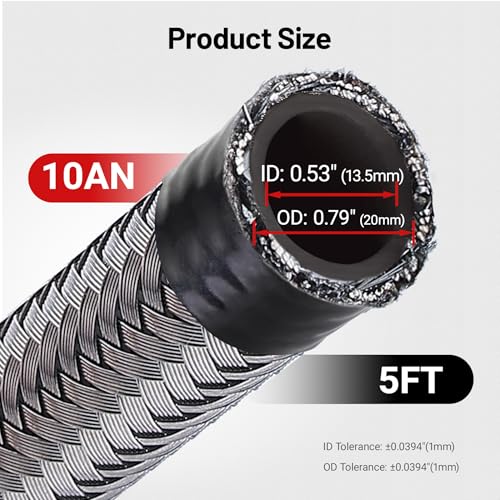 EVIL ENERGY 10AN Fuel Line Nylon CPE, 5FT AN10 Braided Fuel Hose Silver by EVIL ENERGY - Image 3