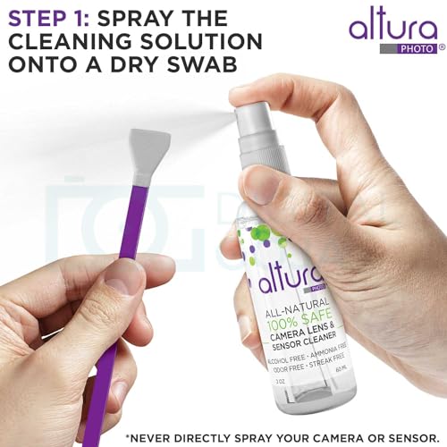 Altura Photo Professional Camera Cleaning Kit for APS-C DSLR & Mirrorless Cameras - Lens and Sensor Cleaner - Includes Case, Spray, Swabs, Blower, Brush, Tissue Paper - Image 6