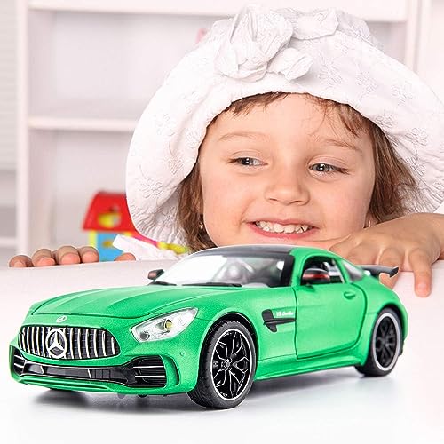 Image of 1 /24 Benz AMG GTR Toy Cars Model Car, Zinc Alloy Pull Back Toy car with Sound and Light for Kids Boy Girl Gift(Green)