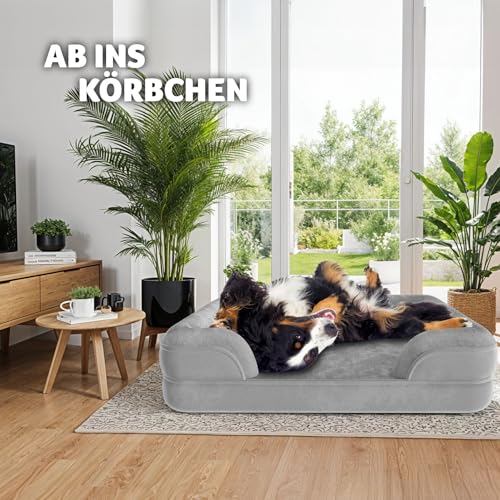 tectake® orthopädisches Hundebett, Kissen für Grosse und mittelgroße Hunde, flauschig und waschbar, Hundekörbchen mit Memory Schaum, Hundebox, Hundeliege, Hundekorb, Hundekissen (L - 94 x 72 x 18 cm)
