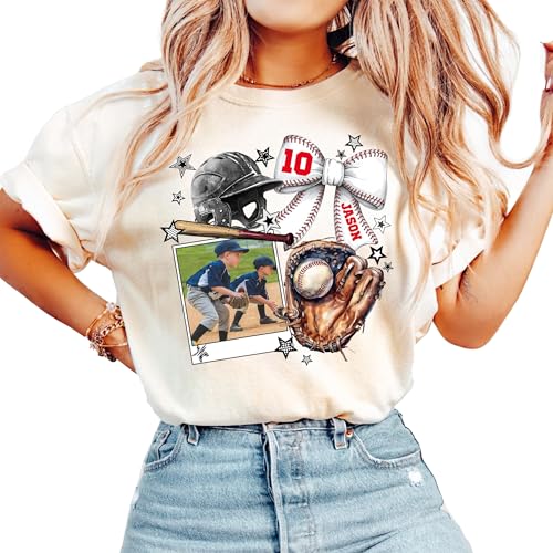 UrbanNEST Custom Baseball Mom Shirts for Women, Personalized Baseball Mom Shirt Sweatshirt Hoodies, Base Ball Mama Gifts